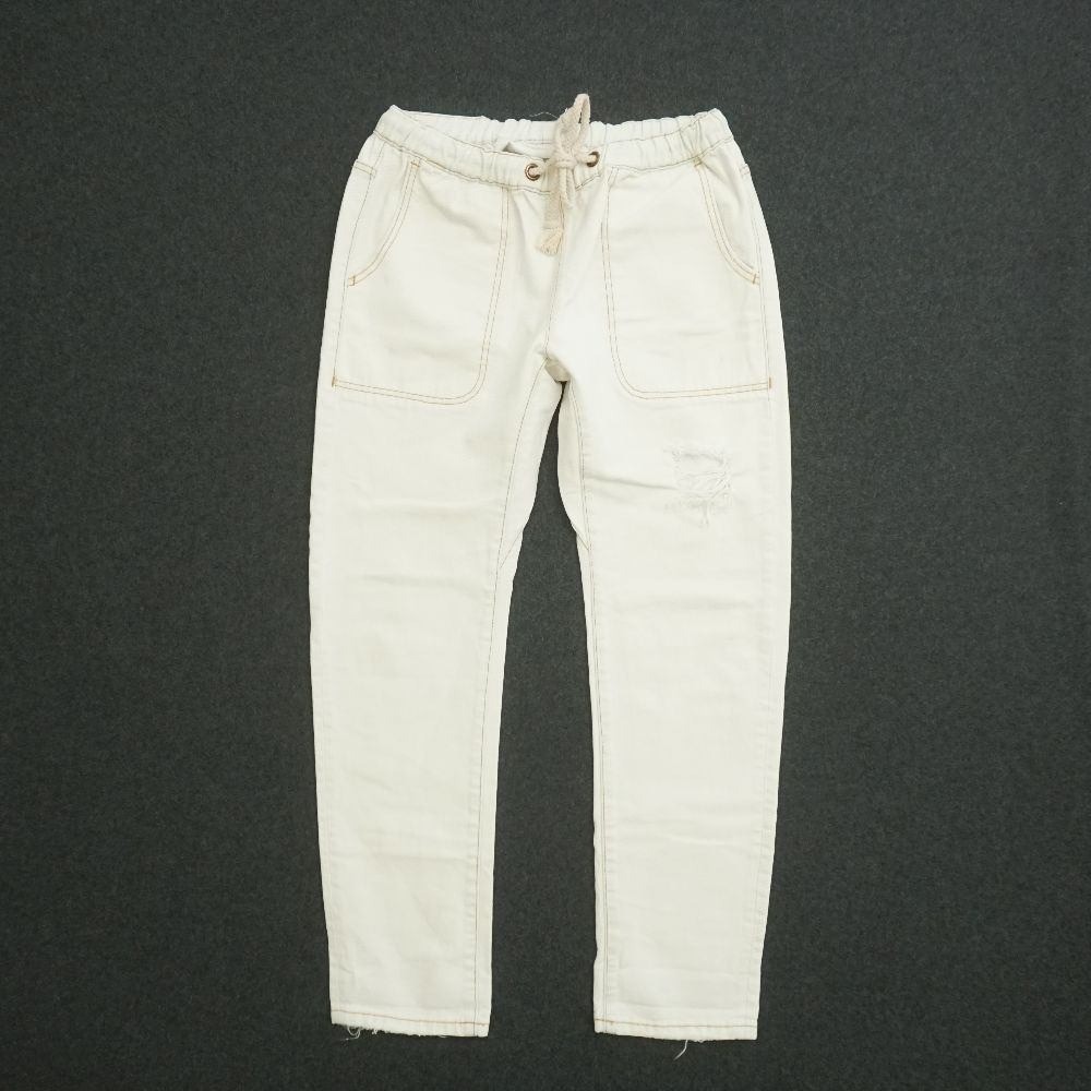 One Teaspoon Shabbies Cream Denim Drawstring Pull On Distressed Jeans Small